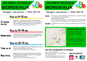 Programme des stages de l'Été 2015