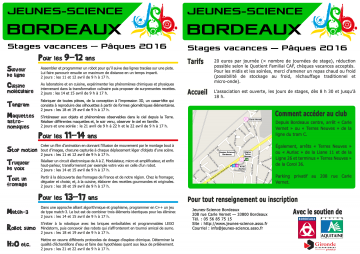 Stages de Pâques 2016