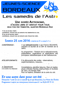 Affiche des samedis de l'Astro de l'été 2016