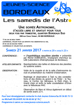 Affiche Samedi de l'Astro janvier 2017