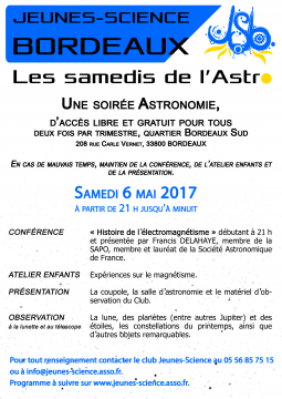 Affiche du samedi de l'Astro de mai 2017